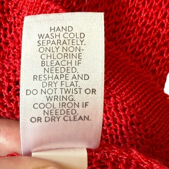J. Jill Red Open Weave Lightweight Sheer 3/4 Length Sleeve Pullover Size Large - Picture 7 of 9